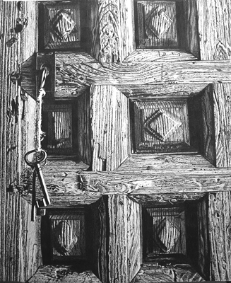 dibujos a lapiz: La puerta de madera